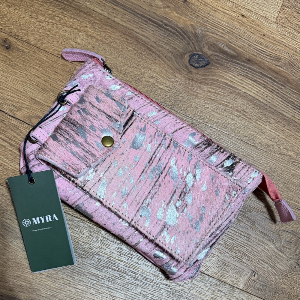 MYRA- WILD CHIC PHONE CASE BAG IN SILVER FLECK PINK